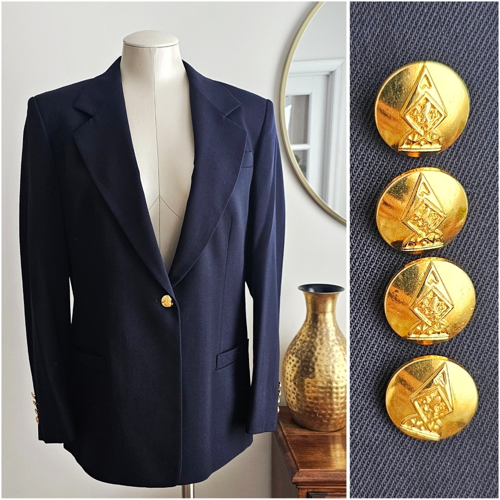 Austin Reed Navy Blazer with Gold Accents